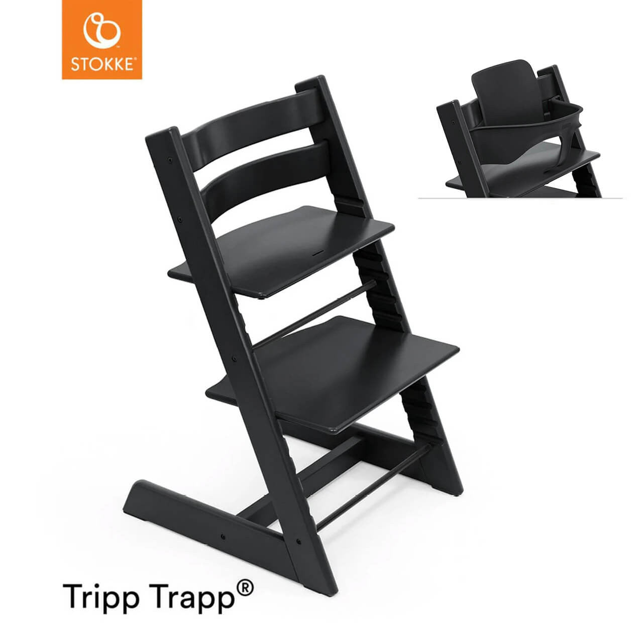 Stokke Tripp Trapp Chair & Free Baby Set - Black