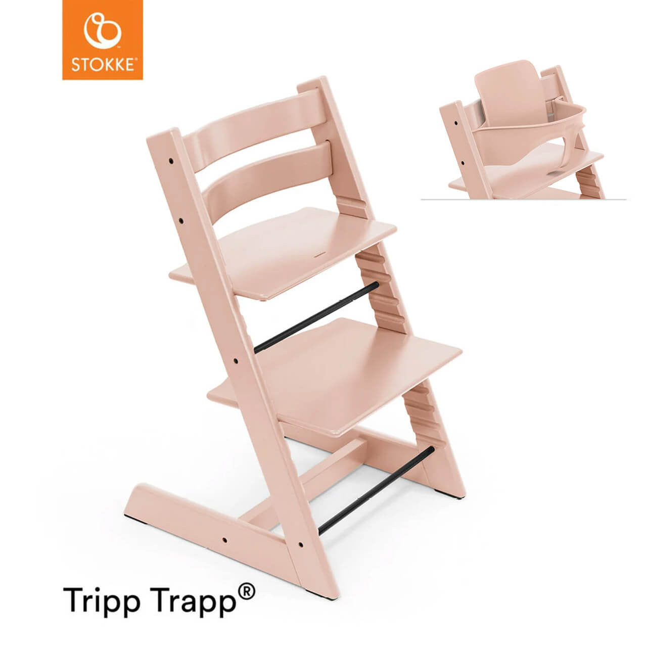 Stokke Tripp Trapp Chair & Free Baby Set - Serene Pink