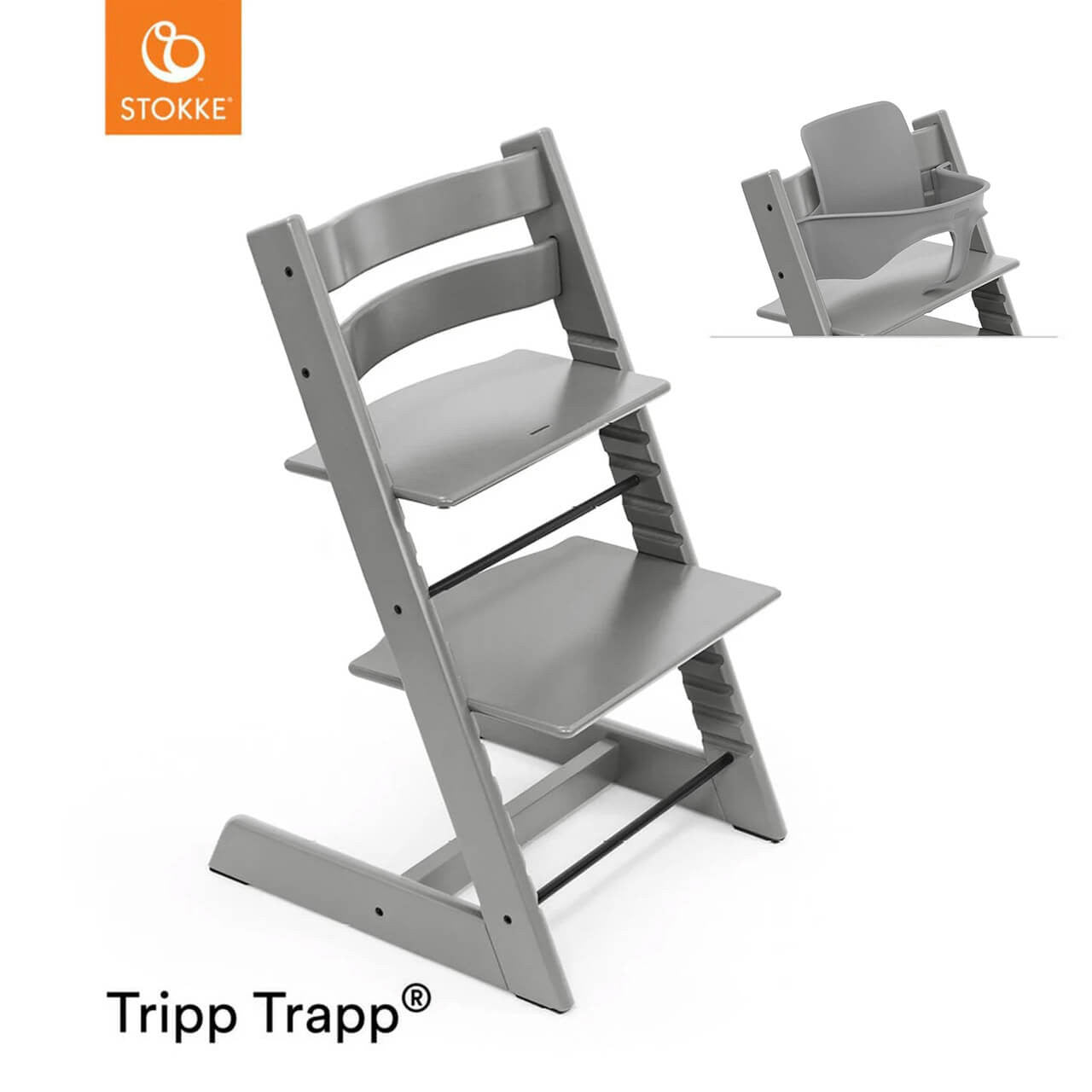Stokke Tripp Trapp Chair with Free Baby Set - Storm Grey