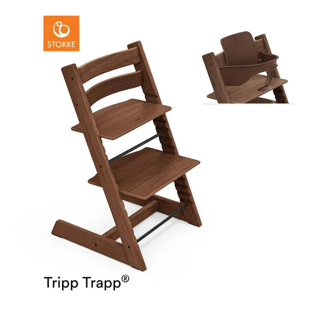 Stokke Tripp Trapp Oak Chair & Free Baby Set - Warm Brown