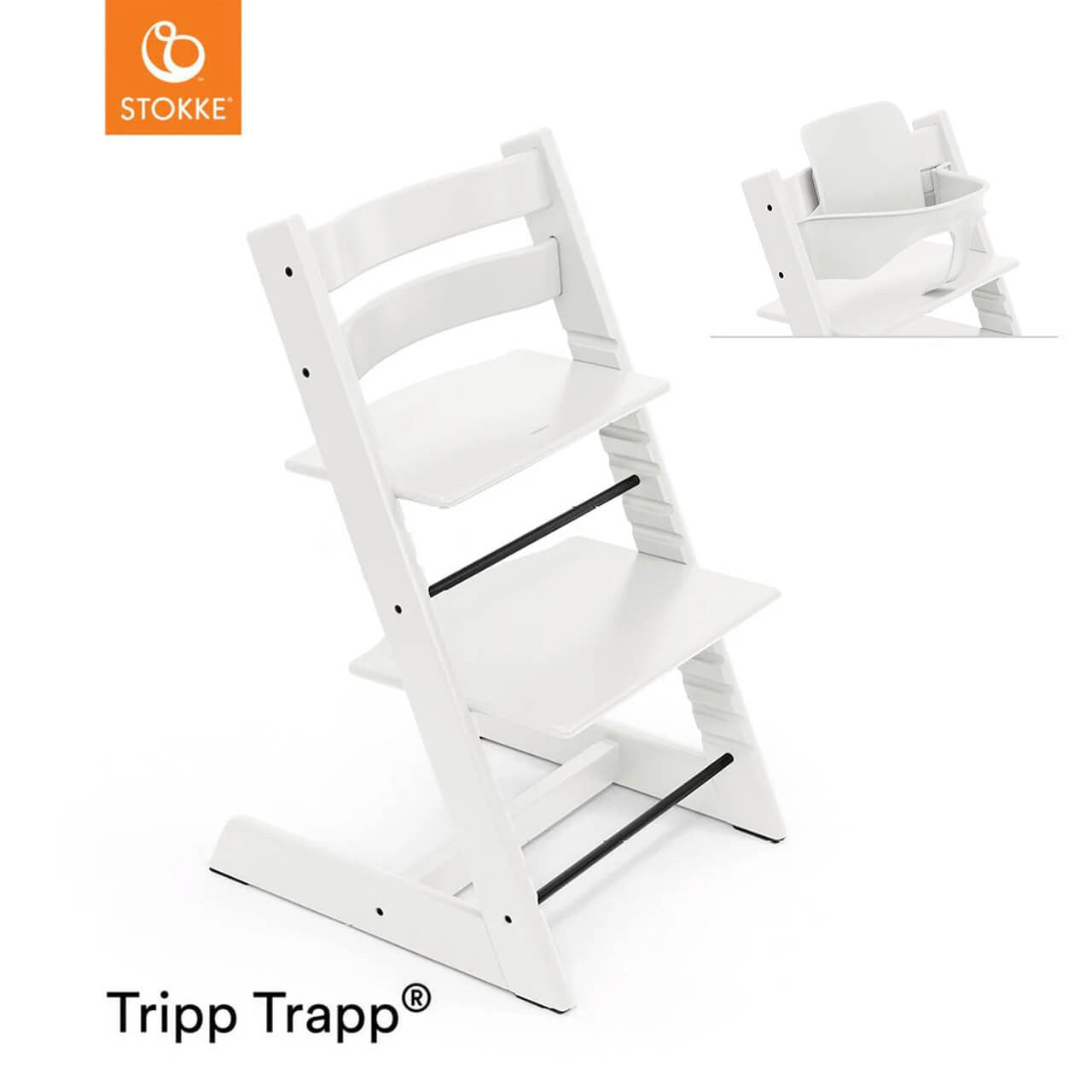 Stokke Tripp Trapp Chair & Free Baby Set - White