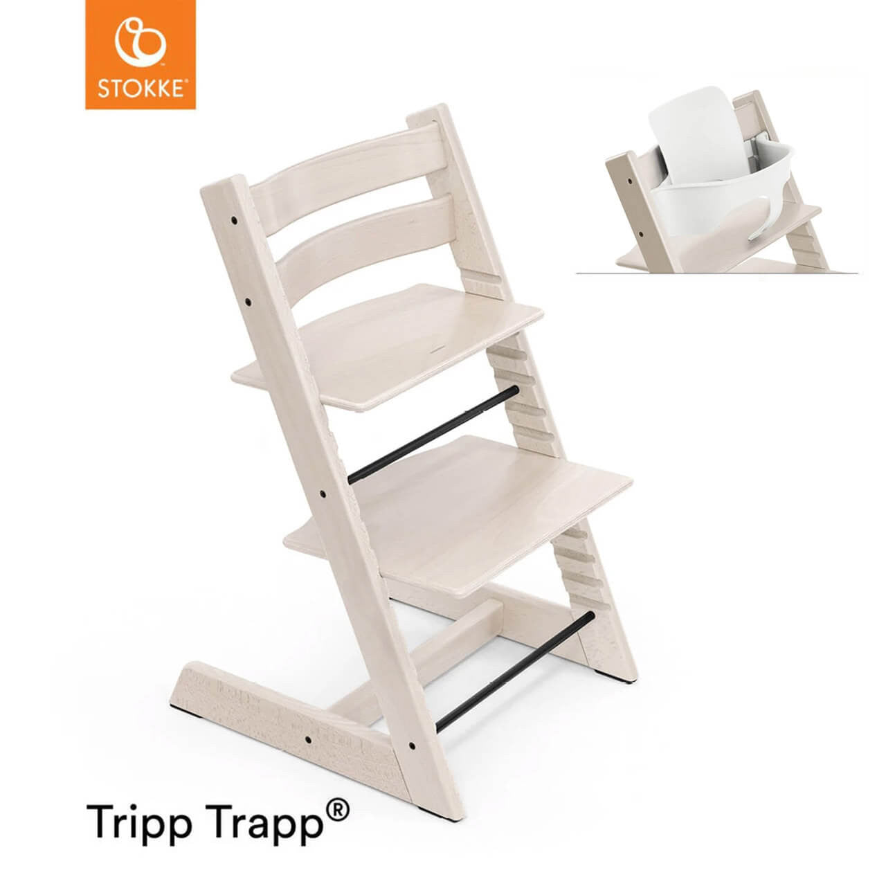 Stokke Tripp Trapp Chair + Free Baby Set - Whitewash