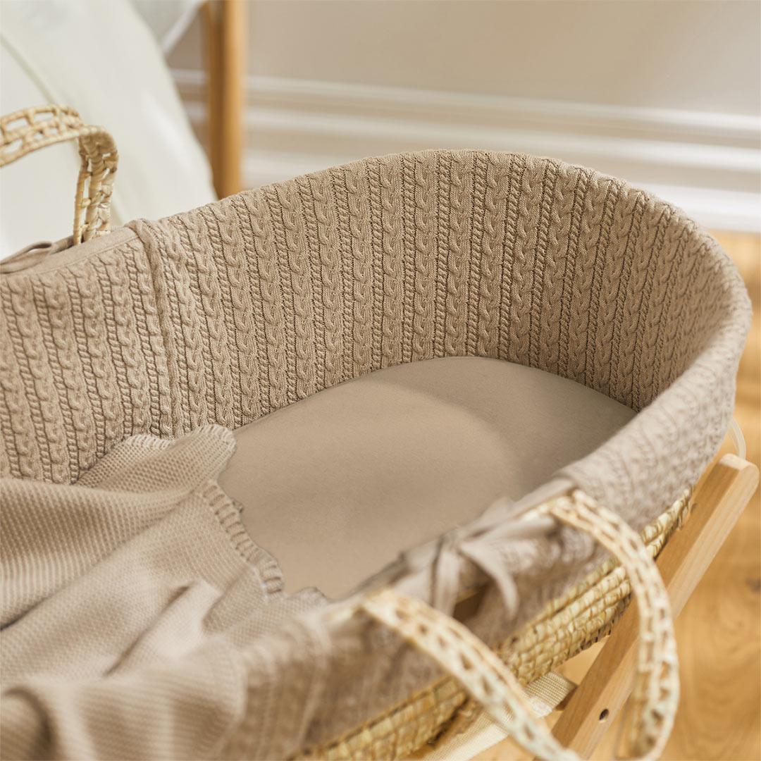 Little Green Sheep Organic Moses Basket Fitted Sheet - Truffle