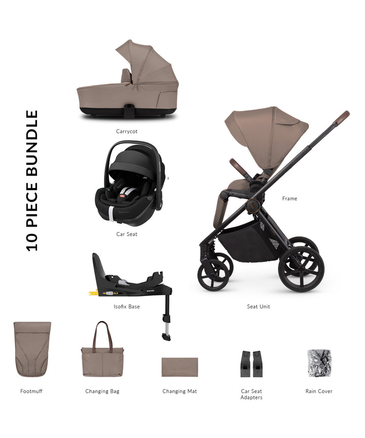 Venicci Claro 3 in 1 including Maxi-Cosi Pebble 360 Pro2 & Base - Almond